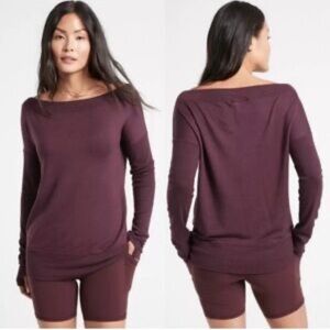Athleta Beyond Soft Barre Modal Sweatshirt Size large Long Sleeve Burgundy
